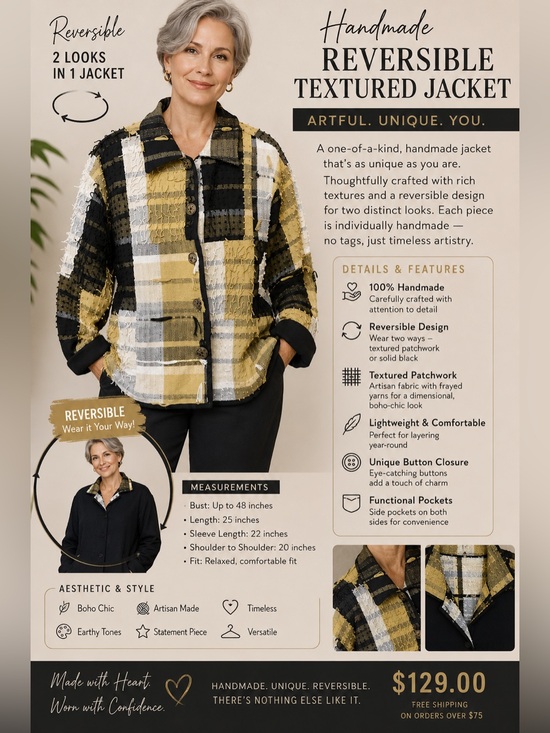 No brand Jackets & Blazers - Textured Patchwork Blazer Jacket in Yellow, Black & White